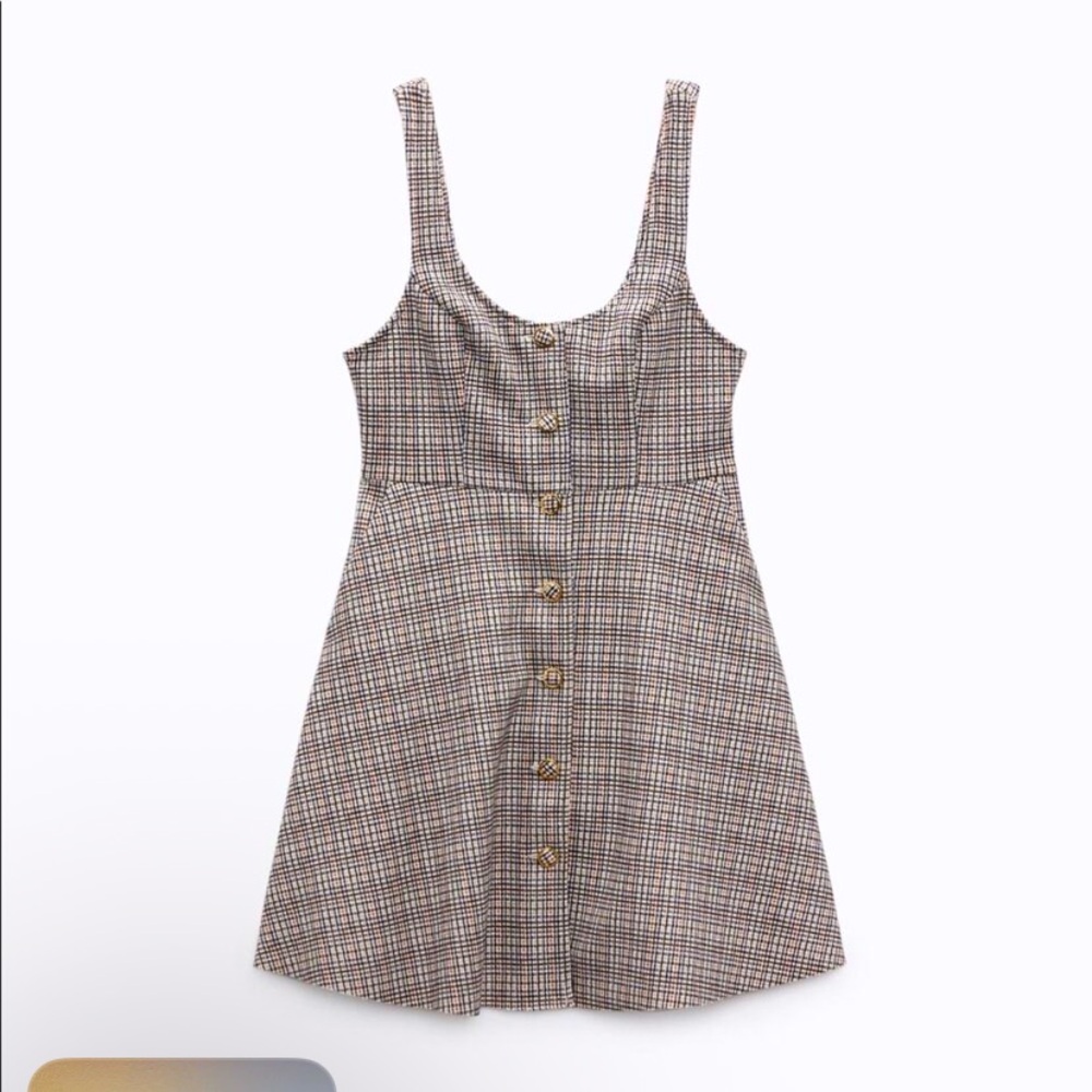ZARA FAUX SUEDE PLAID DRESS